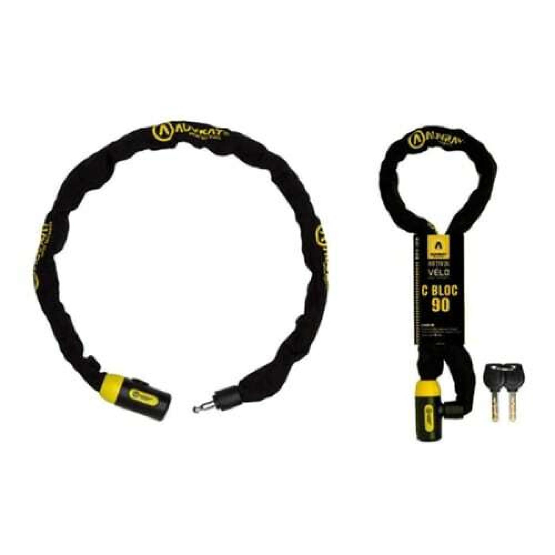 Bike chain lock with key for rental companies with integrated lock security level 6-10 Auvray C-Bloc