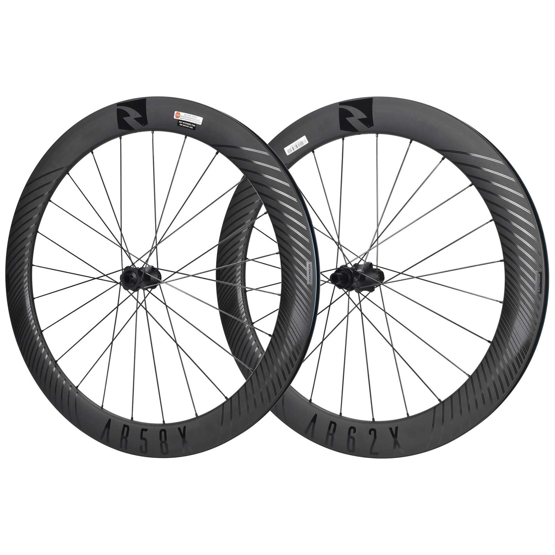 Pair of tubeless disc bicycle wheels Reynolds AR58/62X Shimano