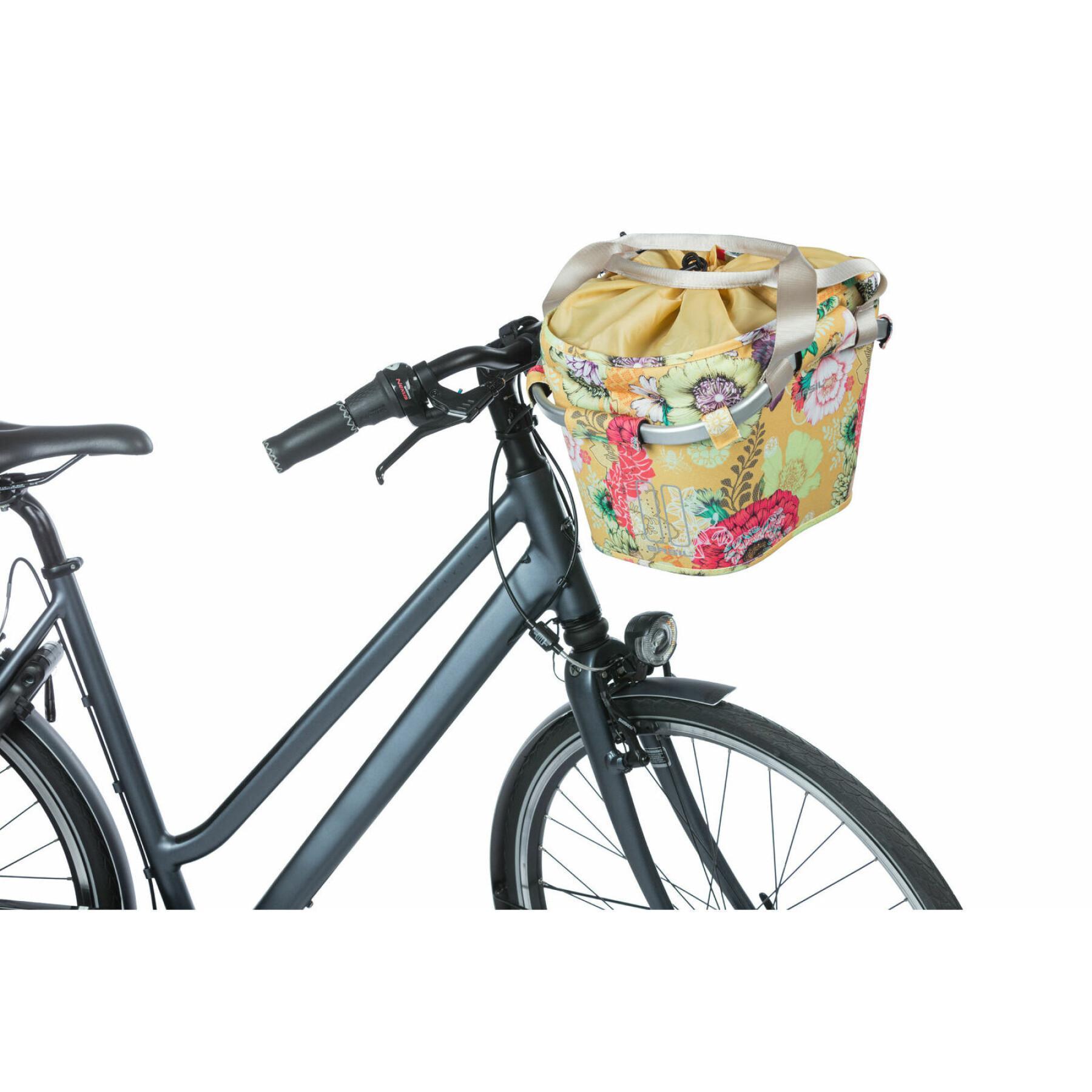 Waterproof front bike basket with reflective Basil Bloom field Klickfix