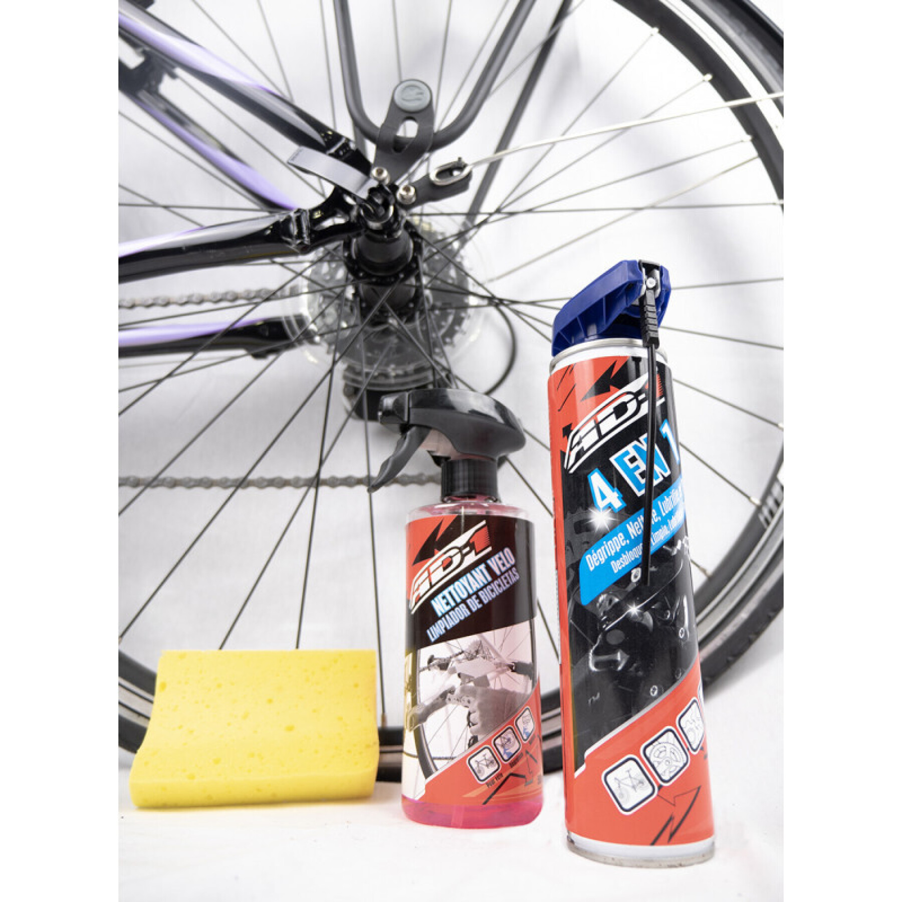 All-in-1 kit, sponge, sleeve and bike cleaner AD-1