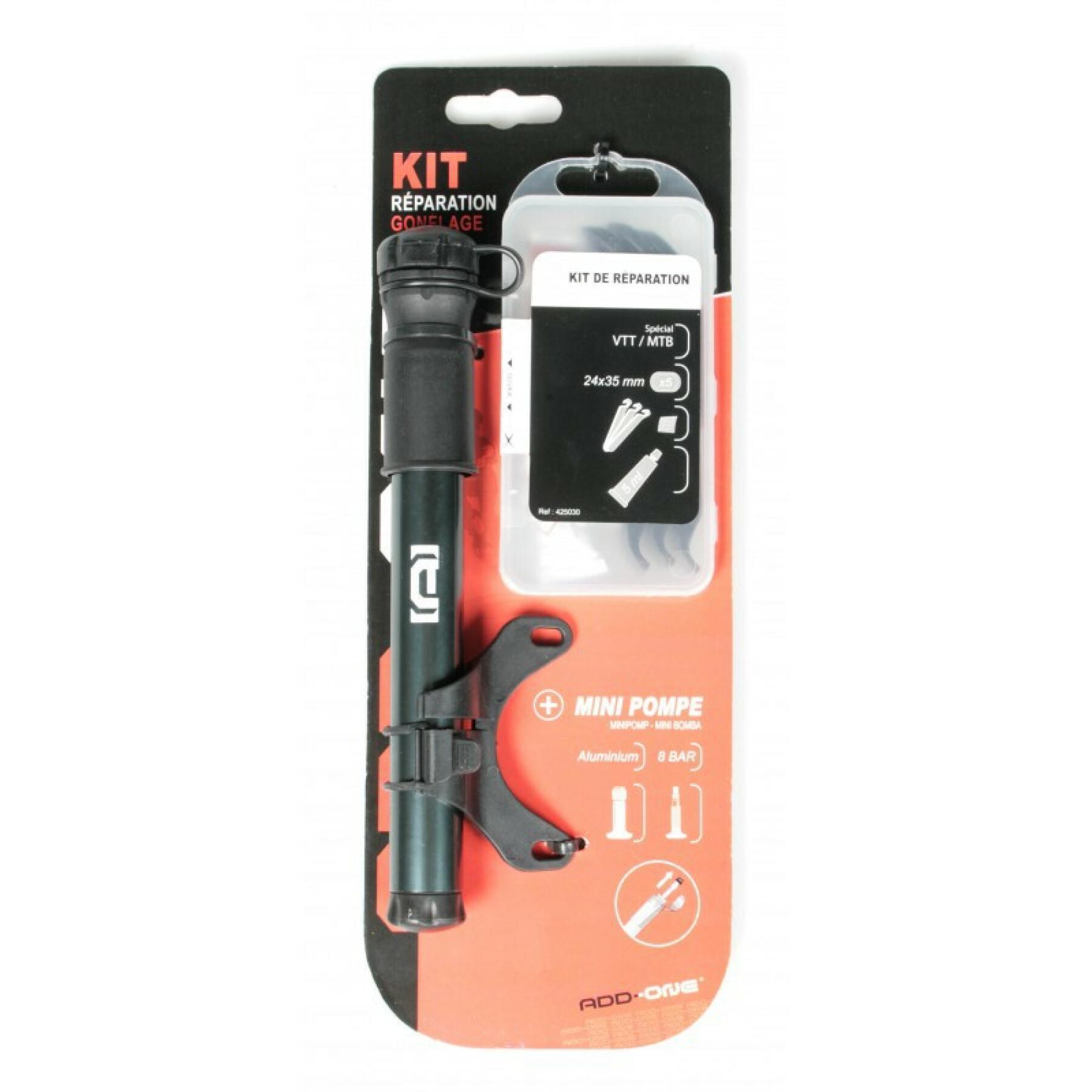 Kit mini pump alu + repair kit Add One