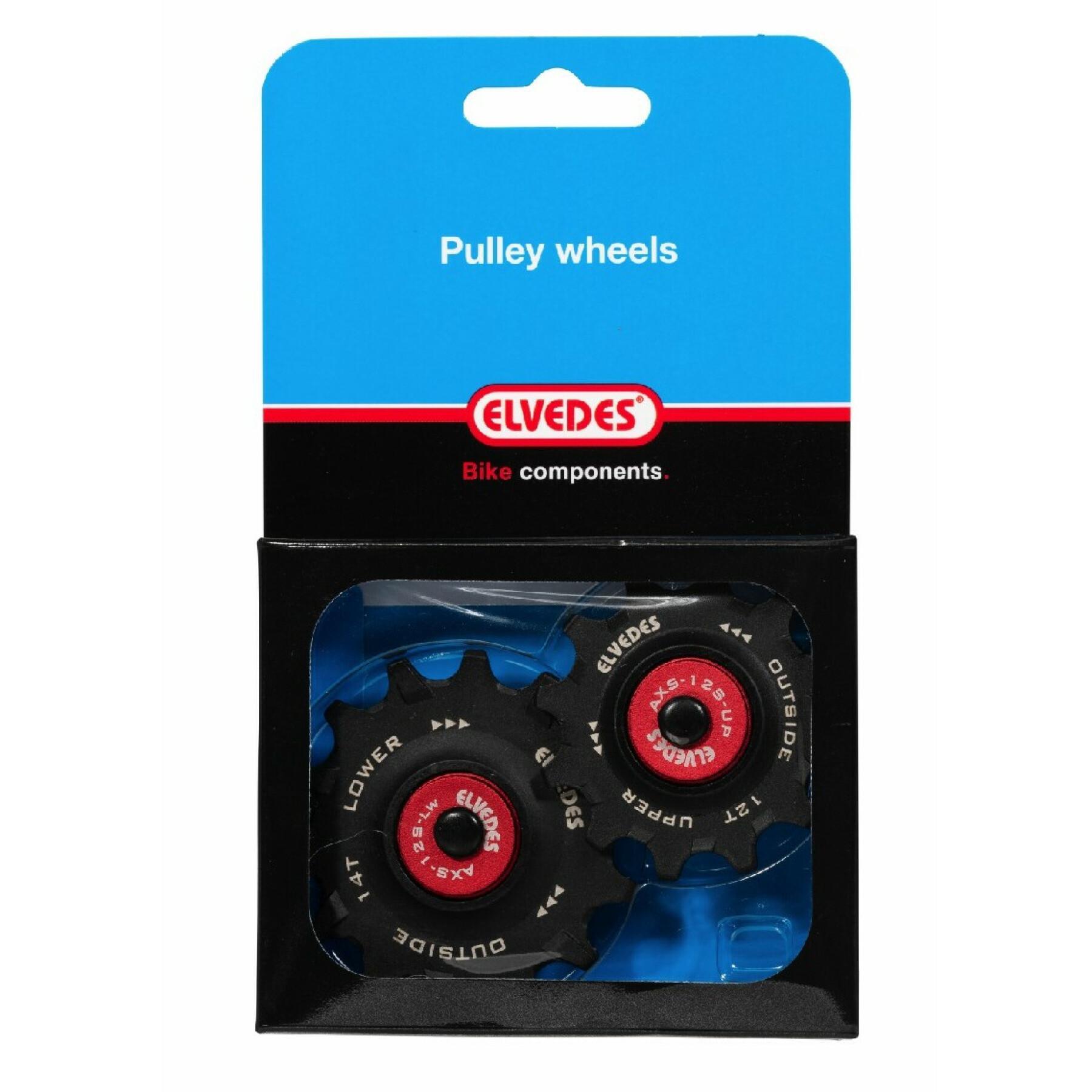 Bicycle derailleur pulley set + 1x14 ceramic hybrid bearings Elvedes Sram Red/Force 1x12