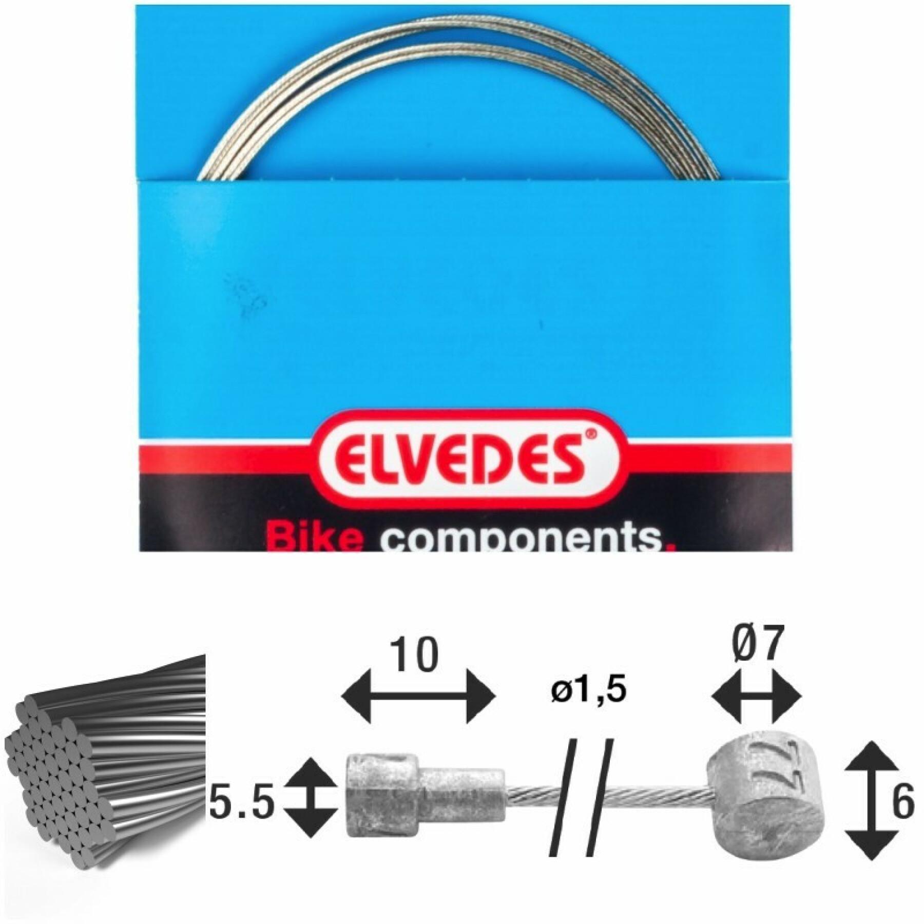 Brake cable 7x7 stainless steel wires ø1,5mm v-head ø5,5x10 and t-nipple Elvedes