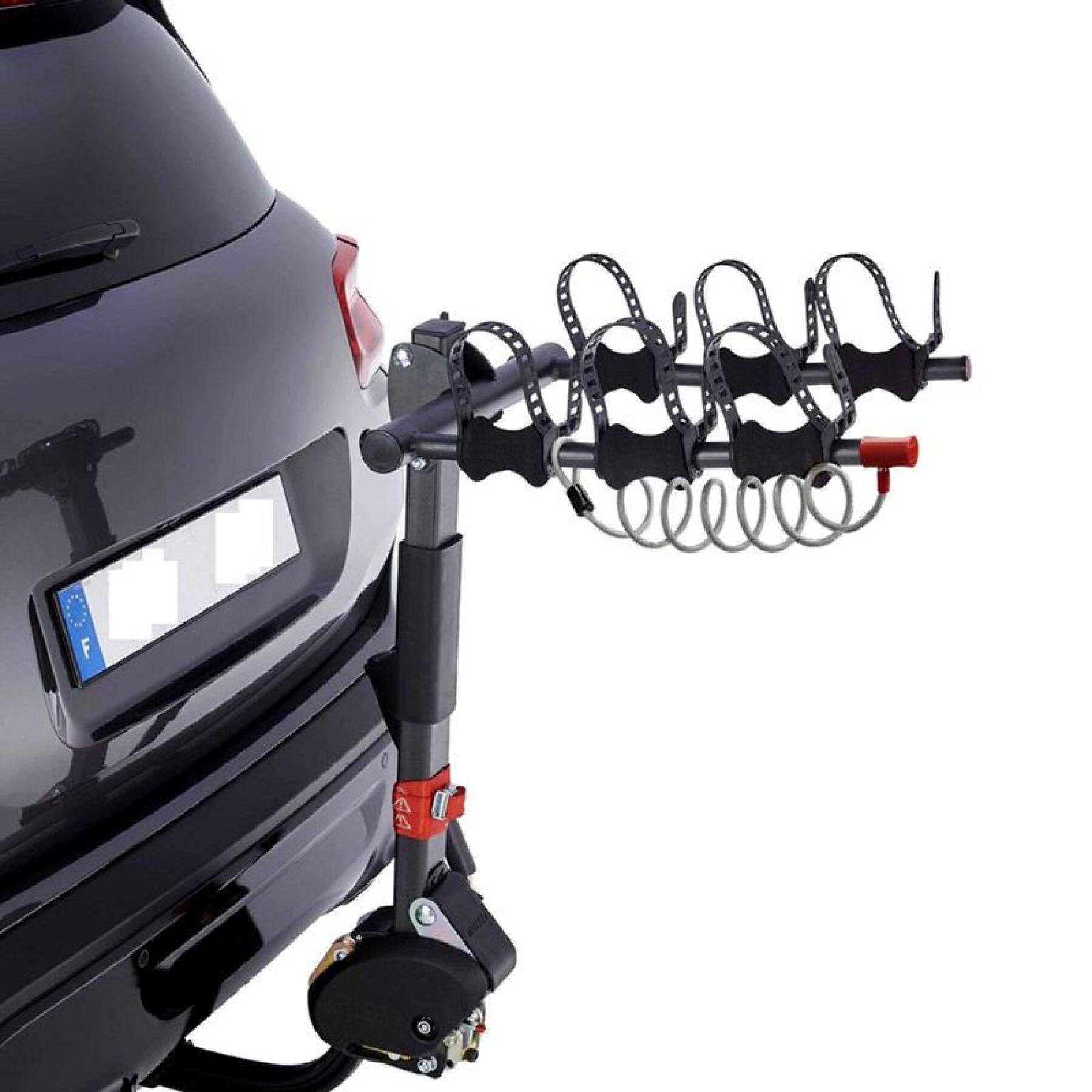 Suspended bike carrier for 3 bicycles vae- e-binclinable with anti-theft device, easy system for mounting rapide - french manufacturing Mottez Hercule homologue ce - 60 kgs