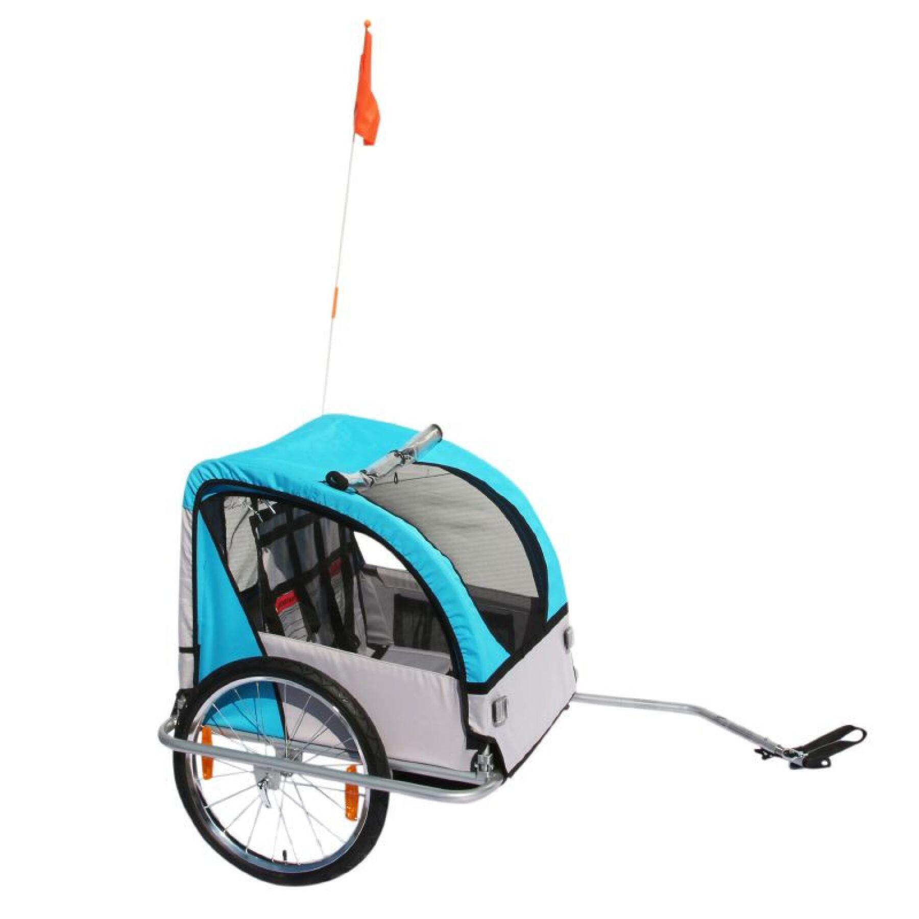 Covered bicycle trailer 2 seats max. locking and fixing rear wheel axle - assembly rapide without tools P2R 45 Kg