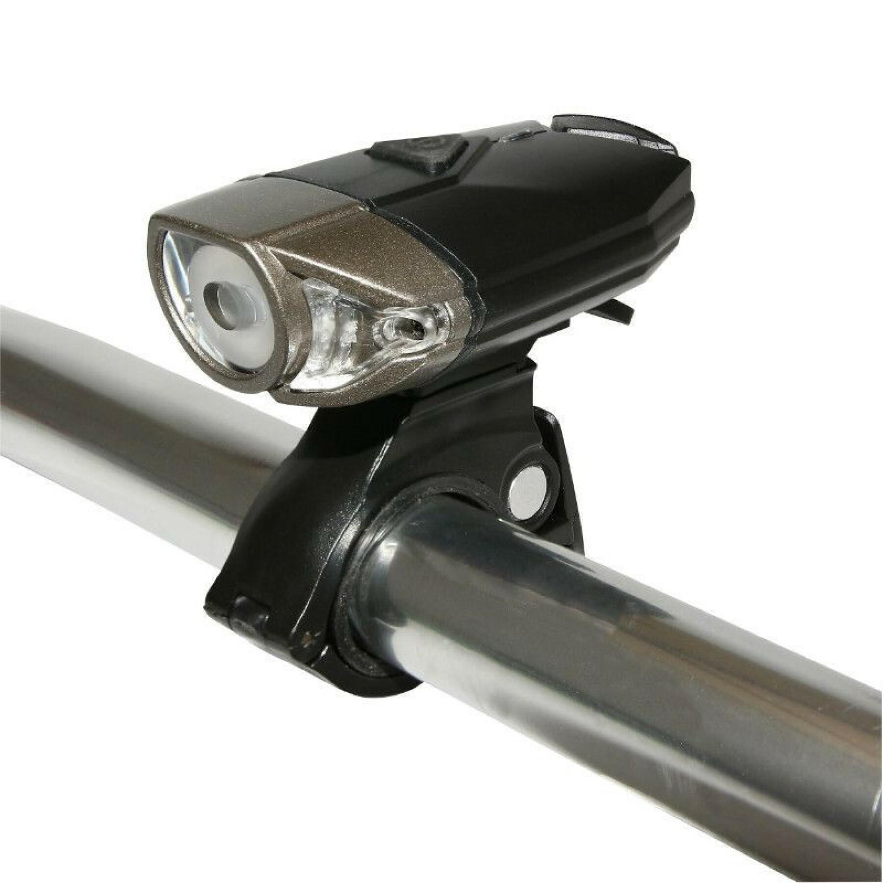 usb front light on handlebars 2 intensities 100%-50% handlebars or helmet fixation P2R 300 Lumens