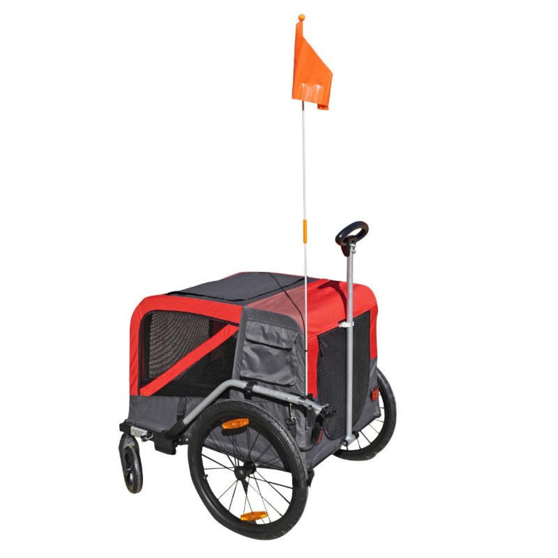 Maxi utility bike trailer with 20" wheels and rear wheel axle fixation - reinforced metal bottom for dog or luggage transport with handle and 2 wheels P2R
