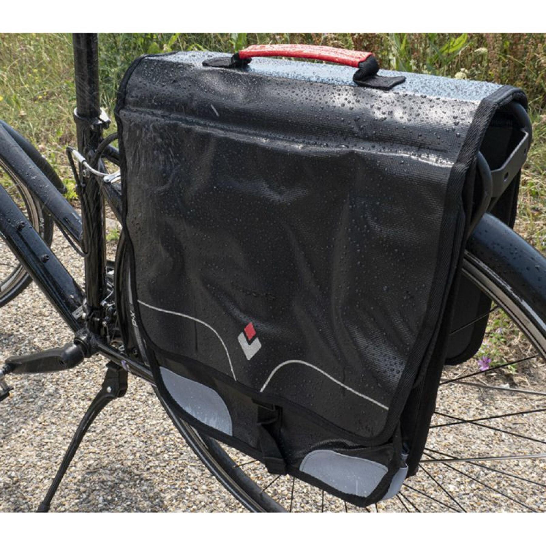 Waterproof double rigid bicycle rear bag with velcro fastening on luggage rack P2R Hapo-G