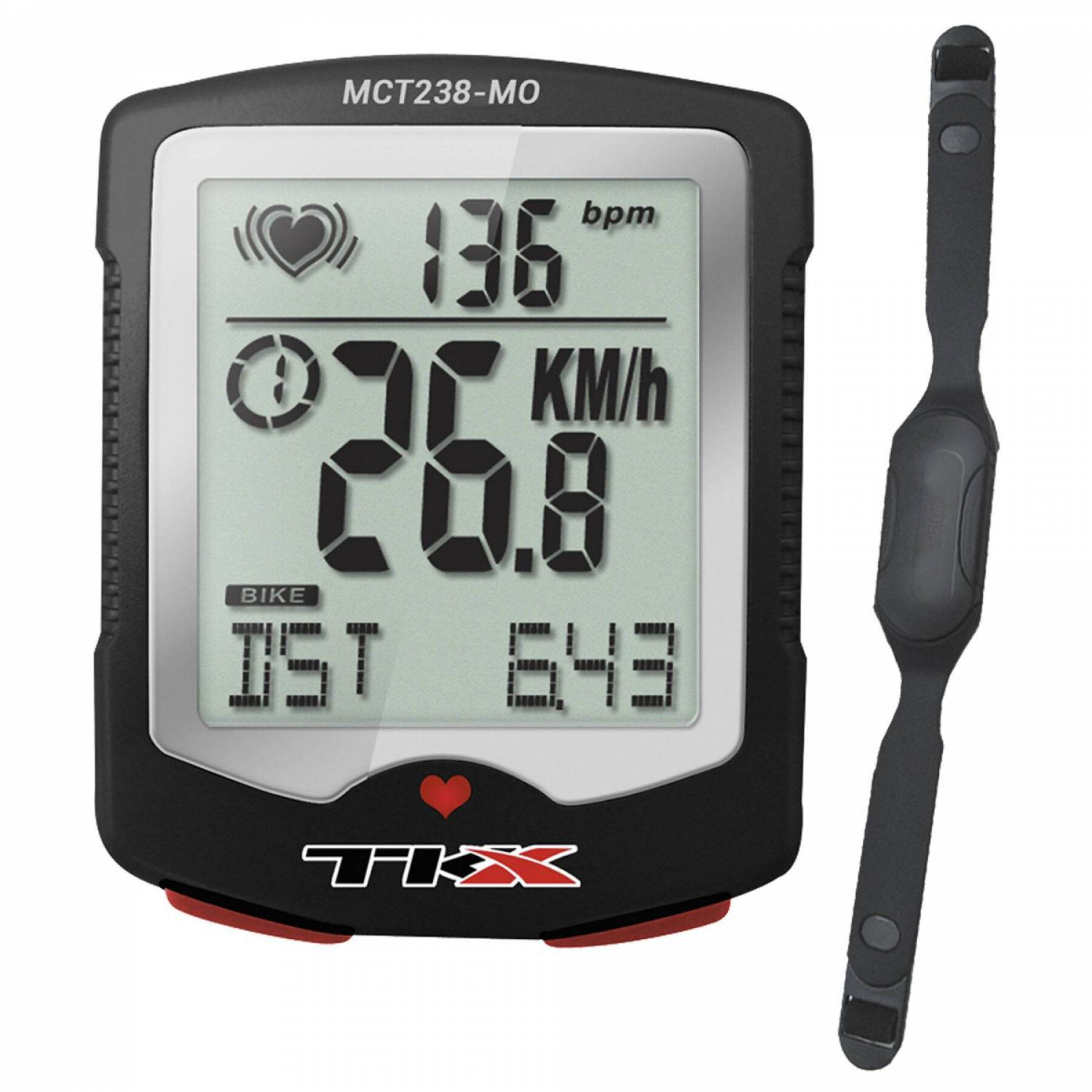 22-function cable-free cycle computer with heart rate monitor TKX