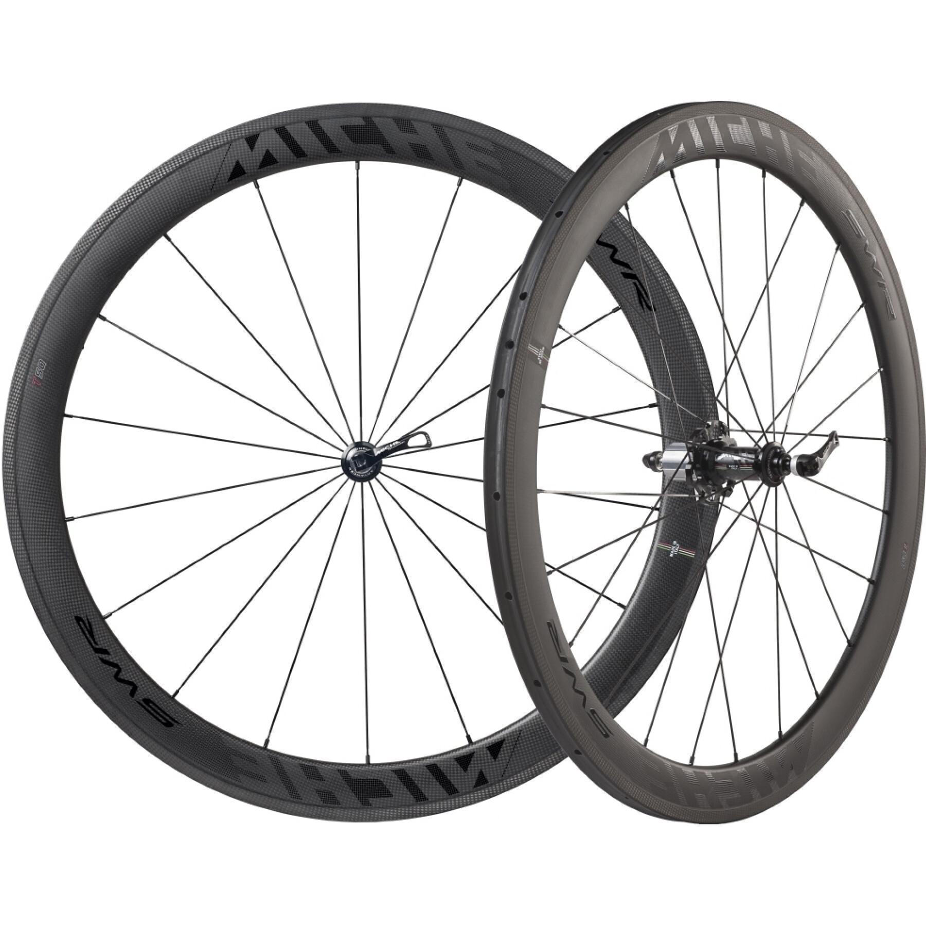 Pair of bicycle wheels Triangle Miche Swr Full Carbon Tube