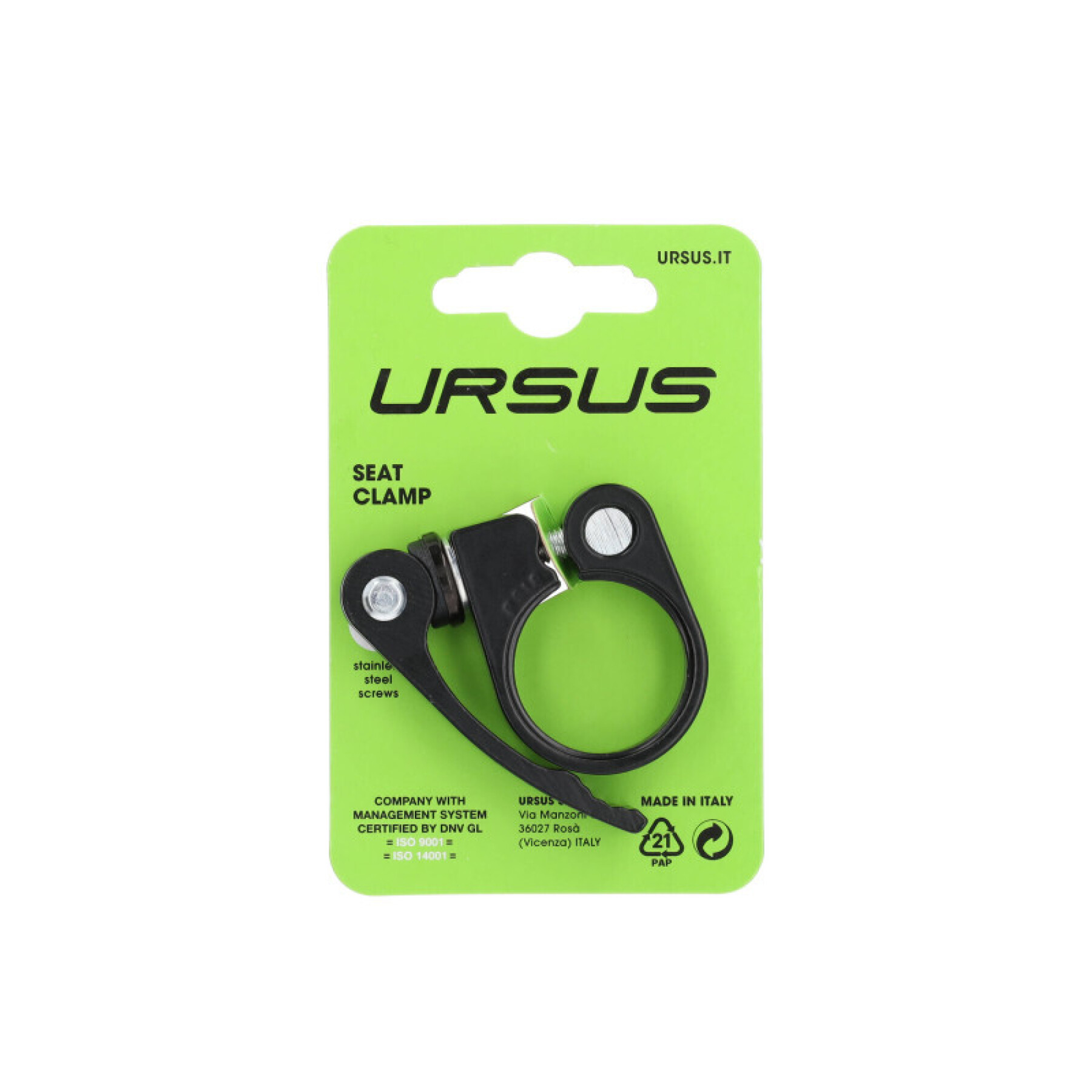 Black saddle clamp with lever Ursus