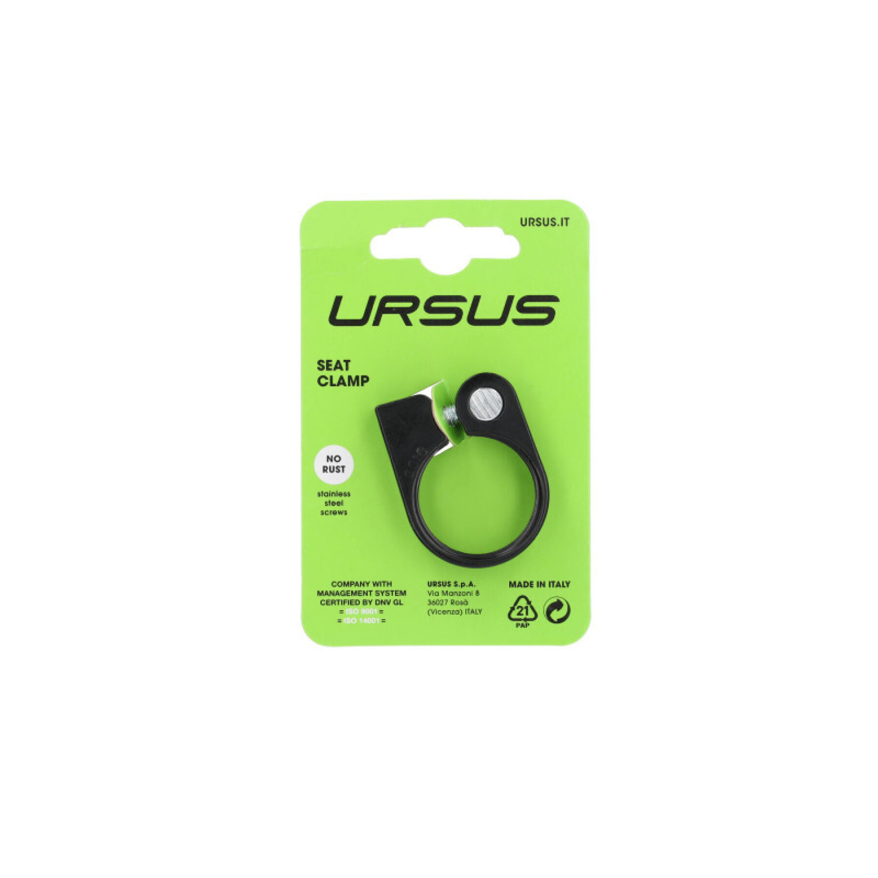 Black saddle clamp with lever Ursus