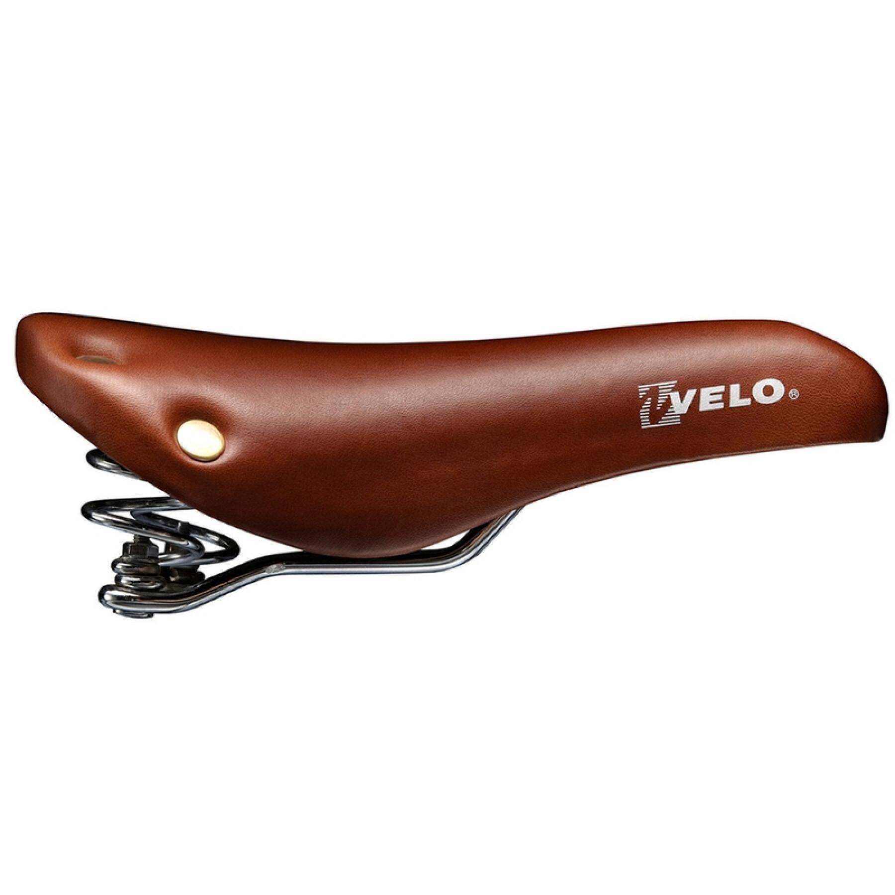 Saddle with leather spring + rivet VELO