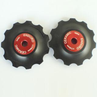 Derailleur hanger Bearings Jockey wheel set CX Ceramic-Shimano 9 to 11 speed-Red
