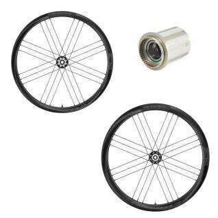 Set of 2 bicycle wheels Campagnolo Shamal C21 2Wf Disque Tubeless Ready Shimano Hg11