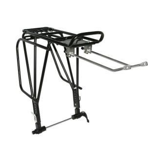 Rear bike carrier with adjustable aluminium rods, fixing on hollow axle hub and disc brake compatible P2R 130-135Mm