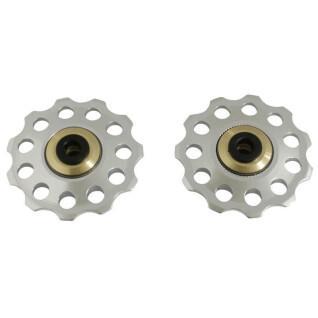 Set of 2 bicycle derailleur rollers with bearings P2R 9-10V