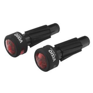 Pair of battery operated bike lights on handlebars delivered with 2 aaa batteries Spanninga Visio Set Xb
