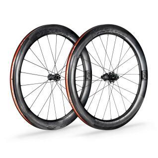 Pair of center lock disc wheels with tires Vision Metron 60 SL TL XDR