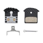 Pair of metal bicycle brake pads with fin and spring with cotter pin Shimano J04C-MF